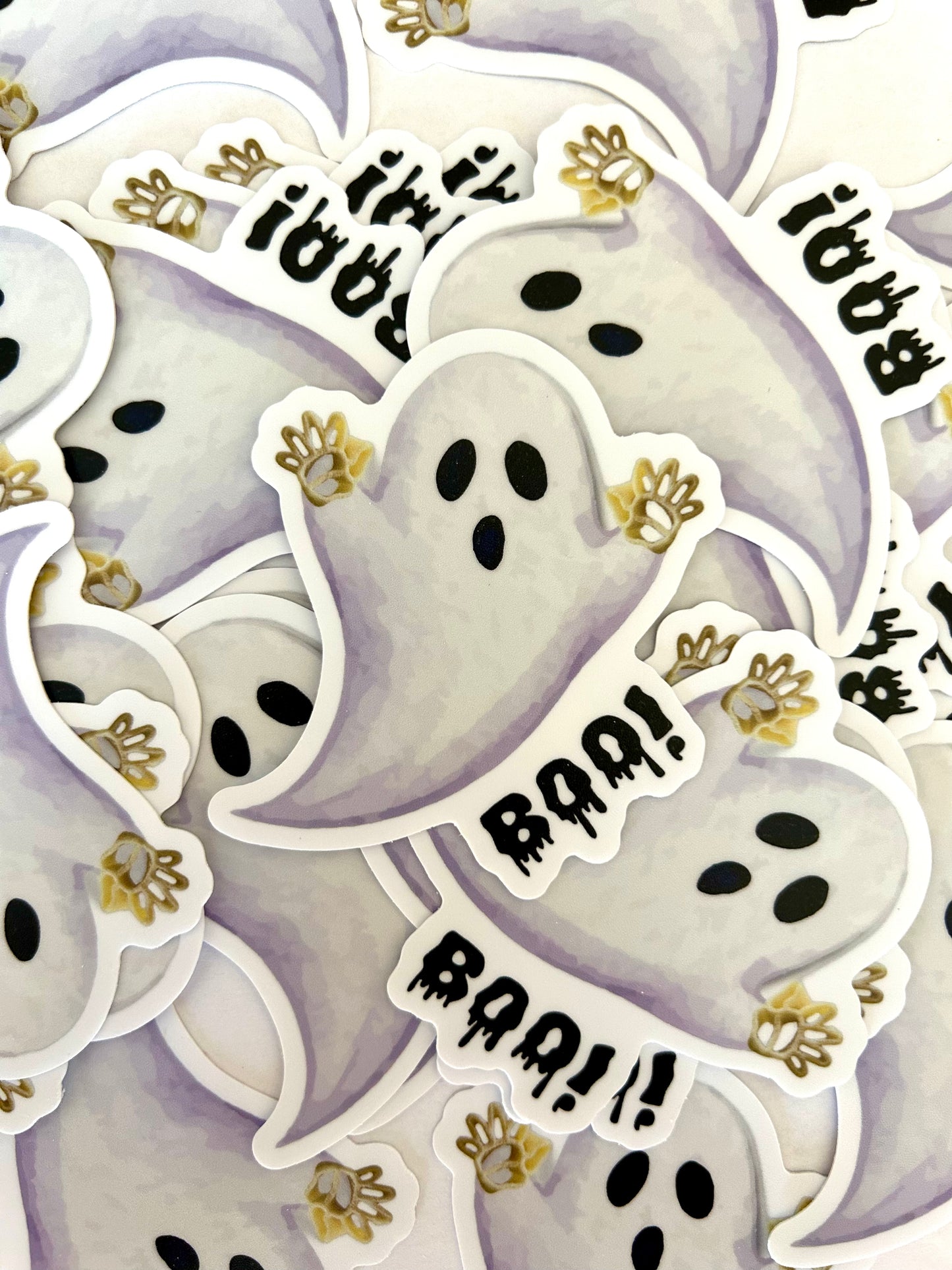 BOO! Ghost with Handshapes 5 Sticker