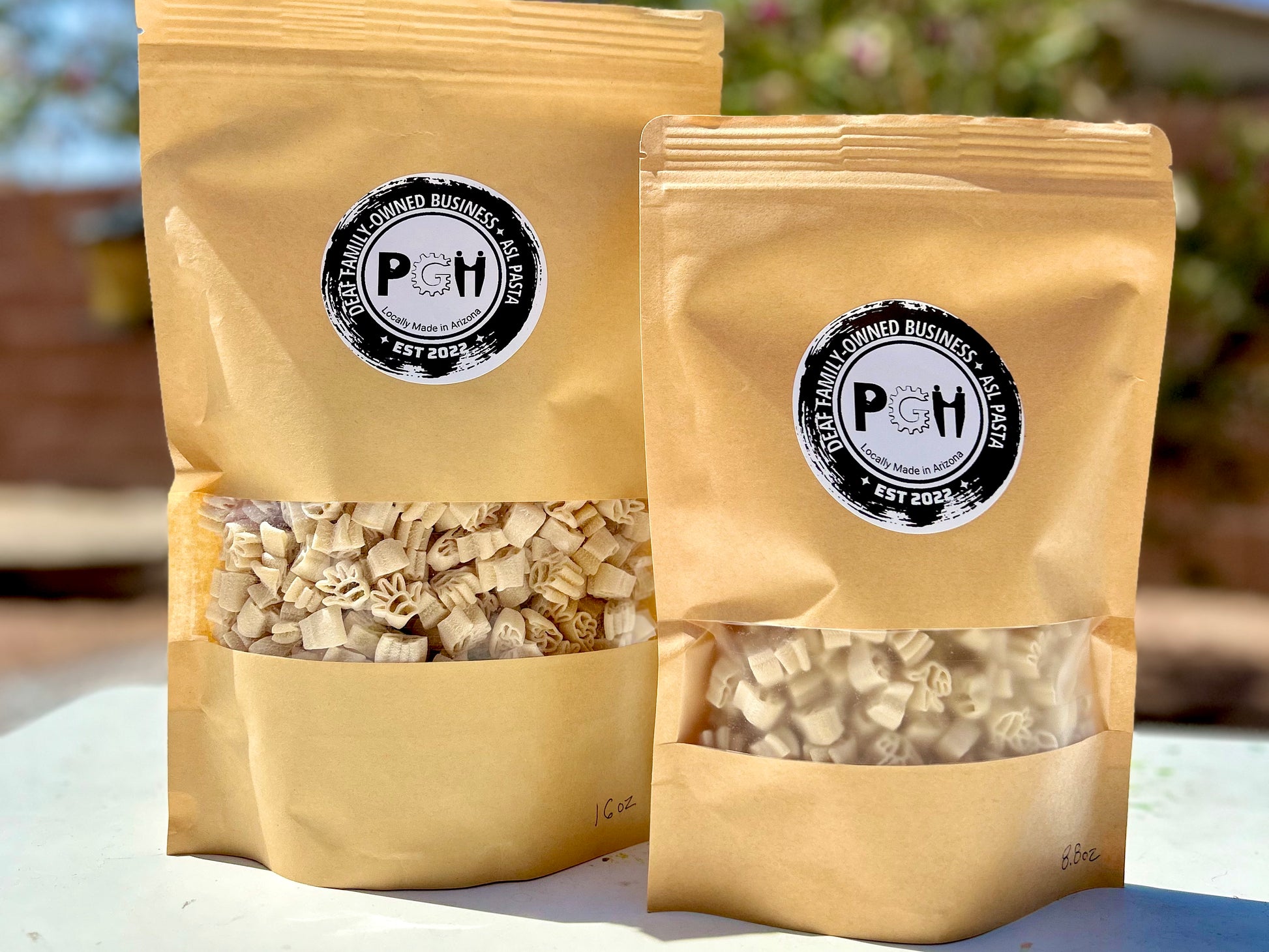 american sign language handshape pasta 1-3-5 with basil pesto mix seasoning meal kit. Kraft window bags of pasta shapes