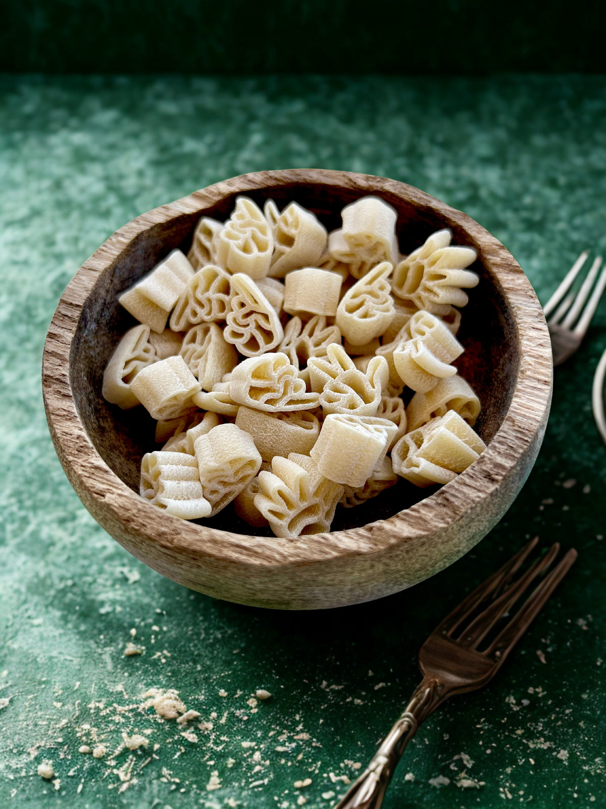 ASL pasta bundle deal featuring fun shapes in a decorative wooden bowl