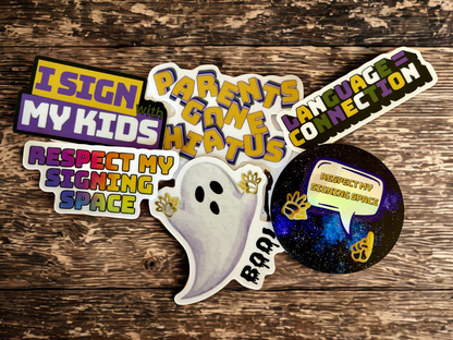 ASL pasta bundle deal stickers featuring fun designs and colorful text for parents and kids
